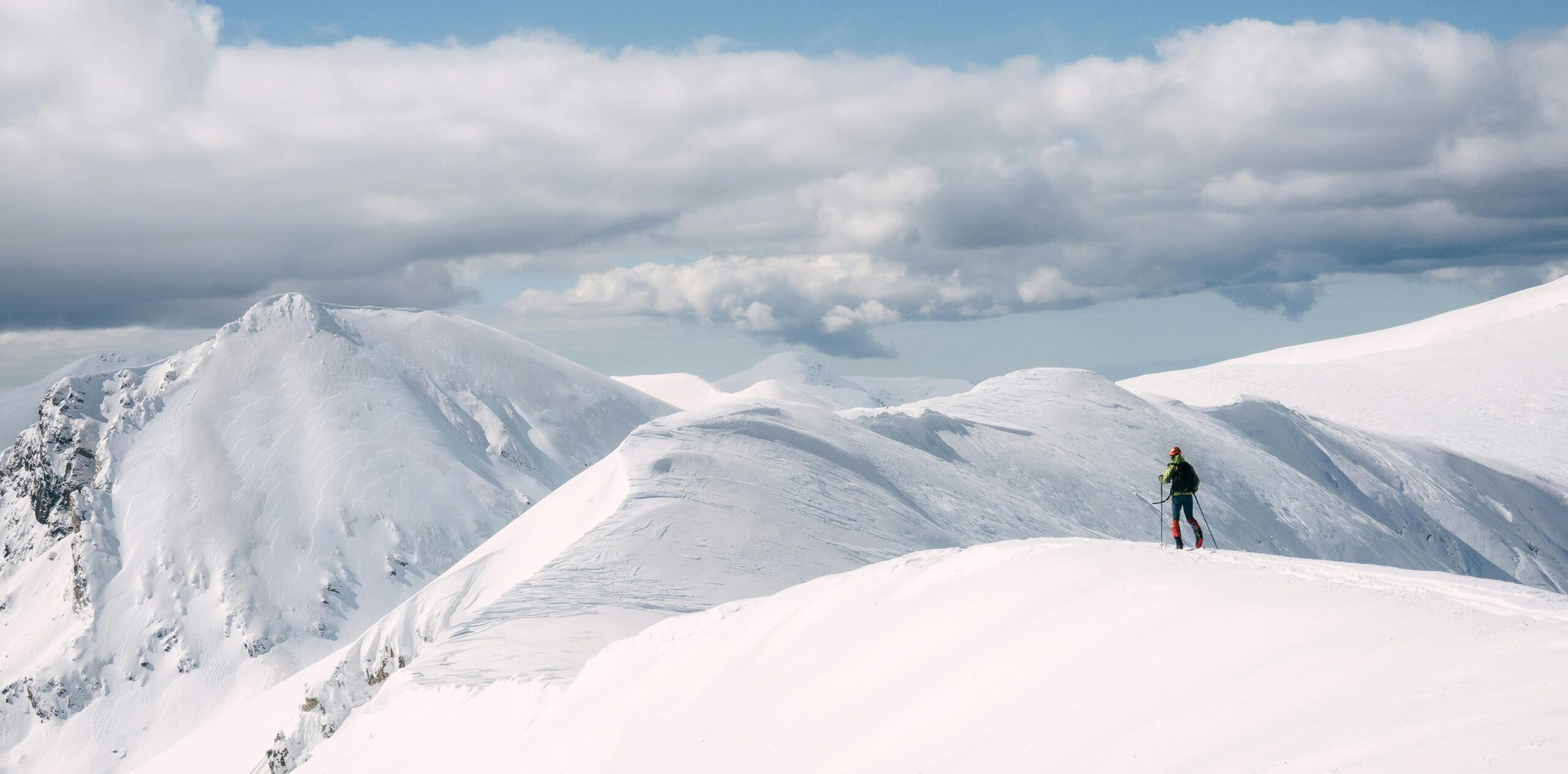 a person hiking in mountains